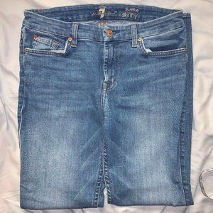 7 For All Mankind The Ankle Skinny Stretchy Distressed Jeans - 29"